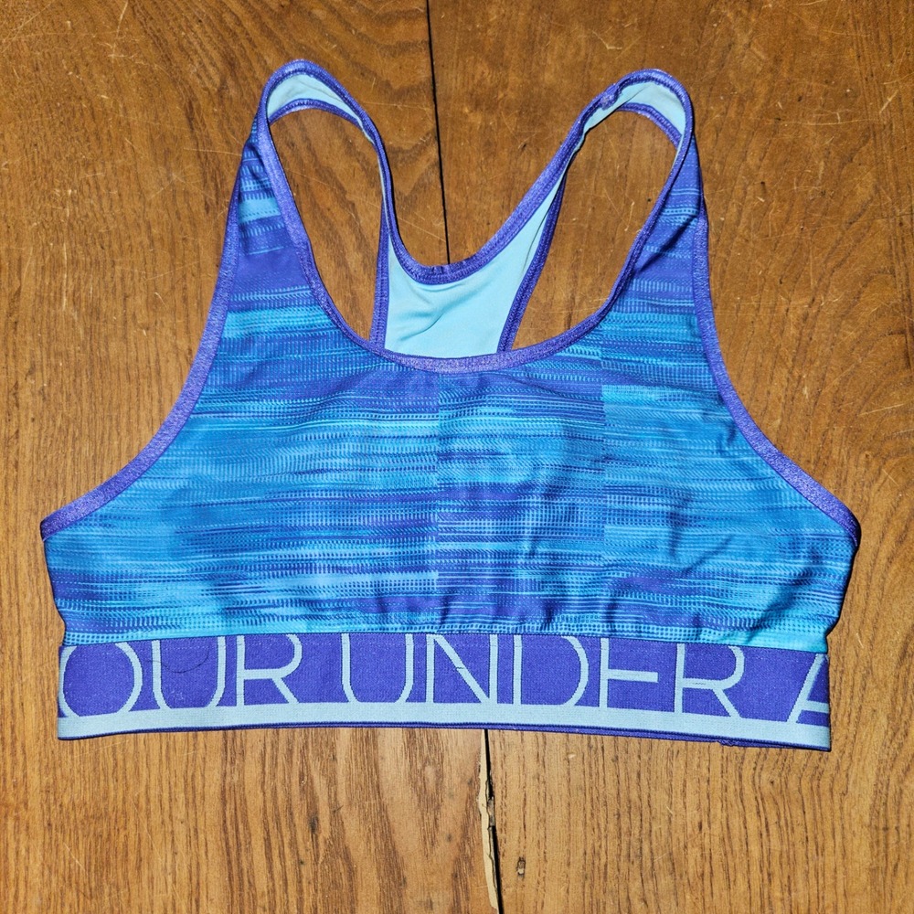 Under Armour Sports Bra Womens XS Blue Purple Space Dye Racerback Logo Active